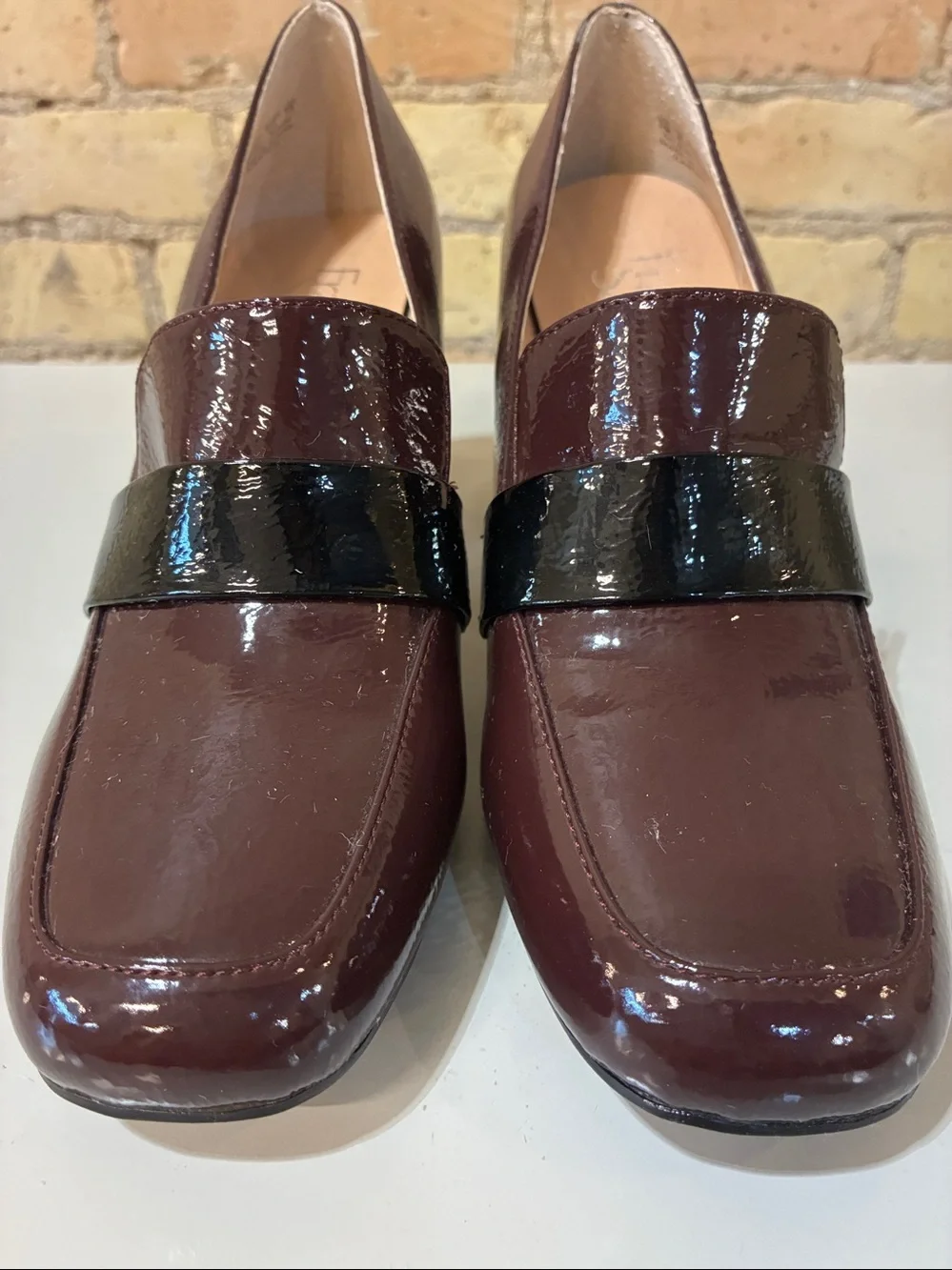Franco Sarto Karter Block Heel Loafers - Burgundy - Picture 5 of 7